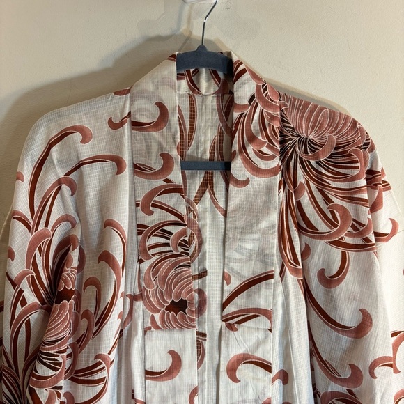 KIMONO O/S Open Front Classic Sleeves Two Toned Floral Design No tags Unlined - Picture 4 of 6